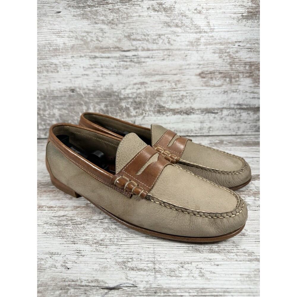 Men's G.H. Bass Weejuns Two-Tone Beige/Brown Leather Penny Loafers Sz 13D